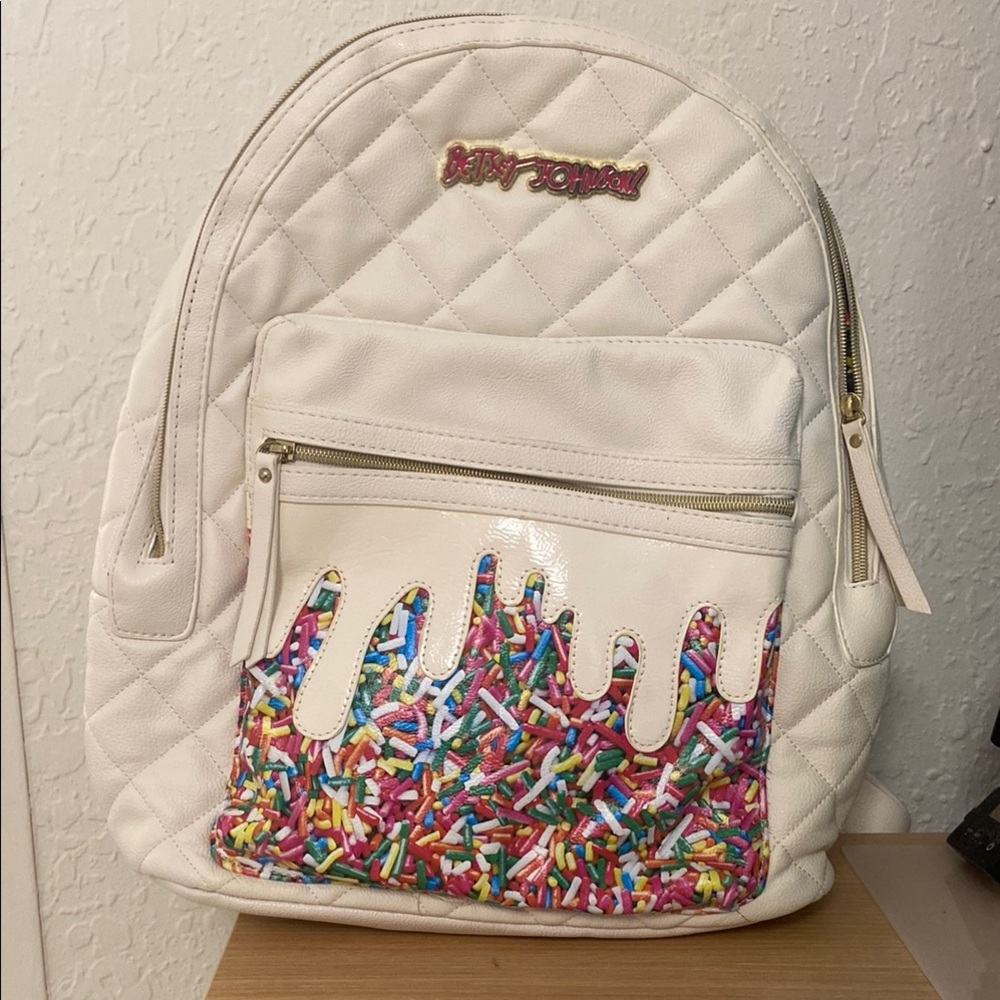 Betsey Johnson White Sprinkle Backpack